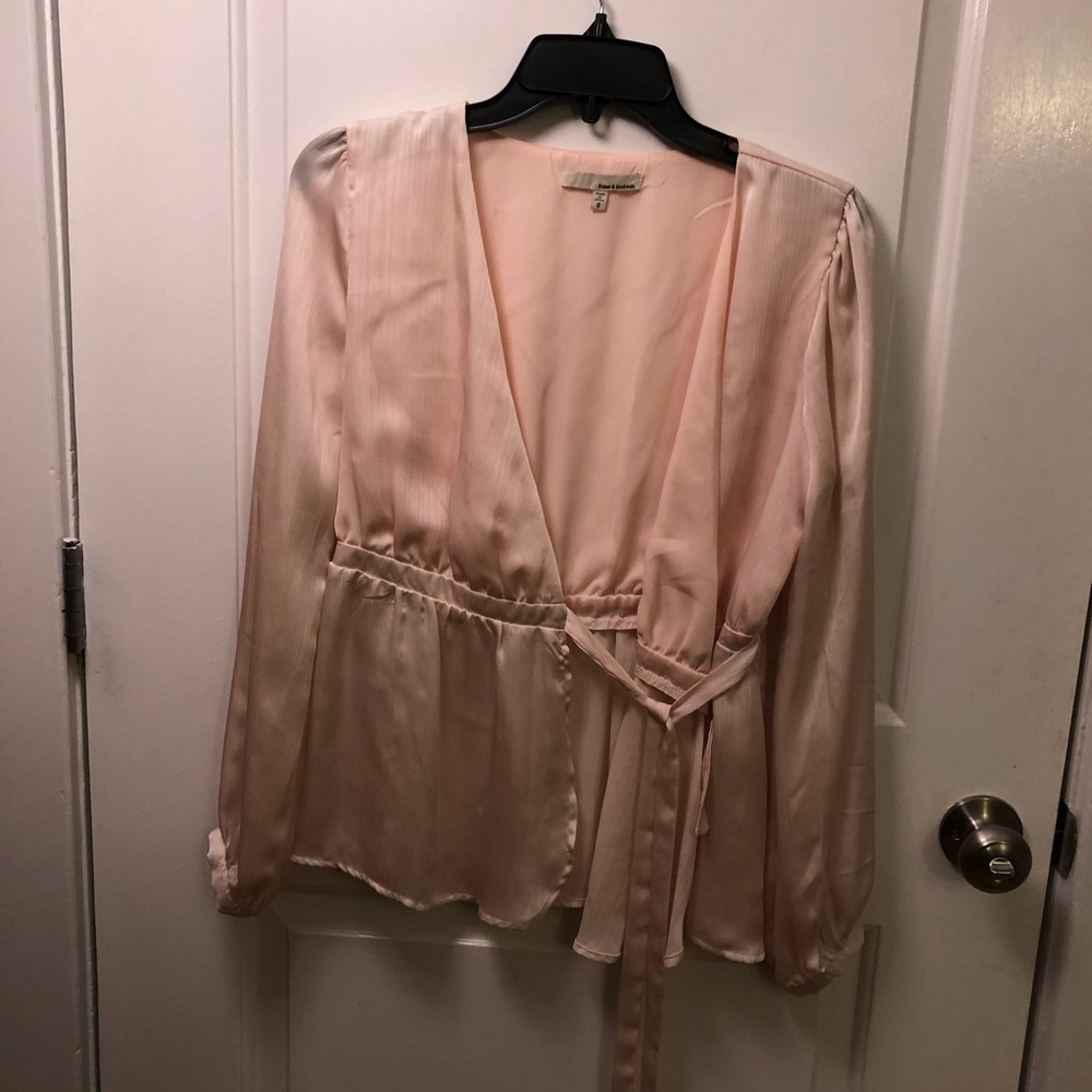 Satin Pink Wrap Top